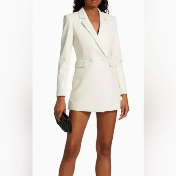 Alice and Olivia Faux Kyrie Tuxedo White Romper Jacket $495 New - Picture 11 of 11